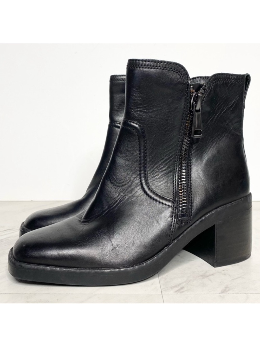 New! Naturalizer Emmy Black Leather Square Toe Bootie 7M